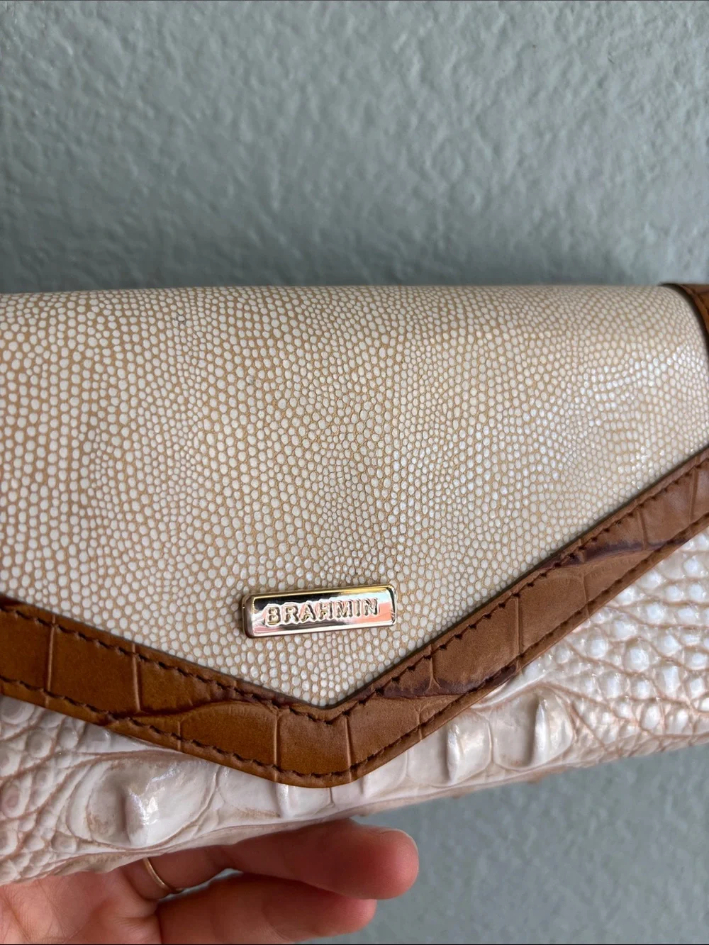 Brahmin Veronica ivory helm leather Wallet